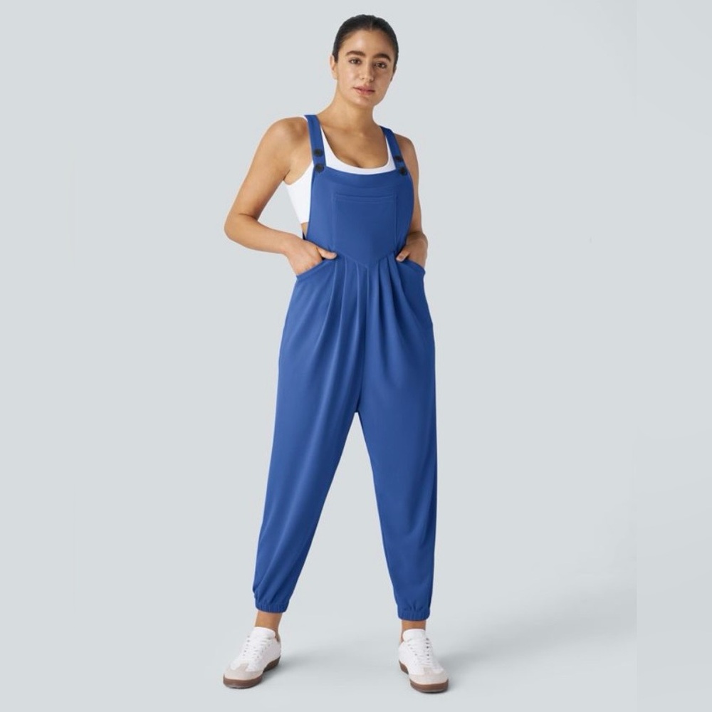 HALARA Overalls Waffle Knit Jogger Jumper Royal Blue Jumpsuit Women's M NWT - Picture 5 of 10